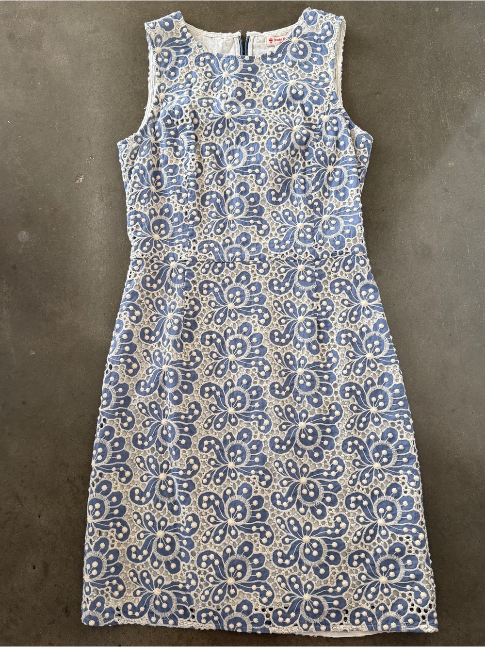 Brooks Brothers Blue and White Floral Lace Midi Dress